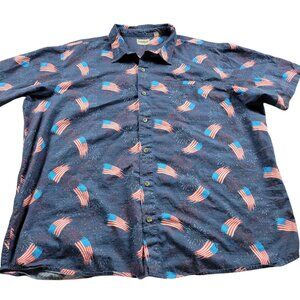 Red Head Brand Shirt Mens 3XL Blue American Flag Patriotic Button Up Casual